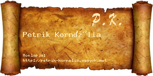 Petrik Kornélia névjegykártya